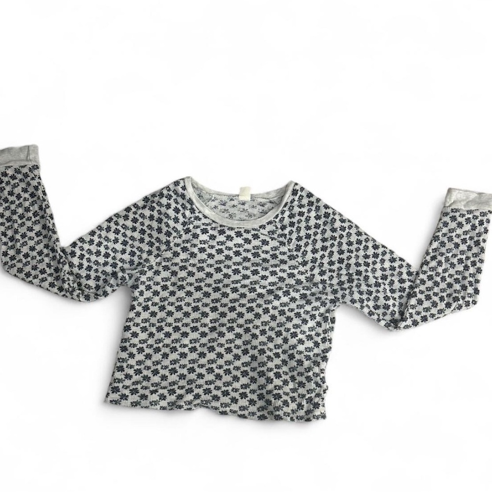 PacSun Black and White Floral Long Sleeve Blouse